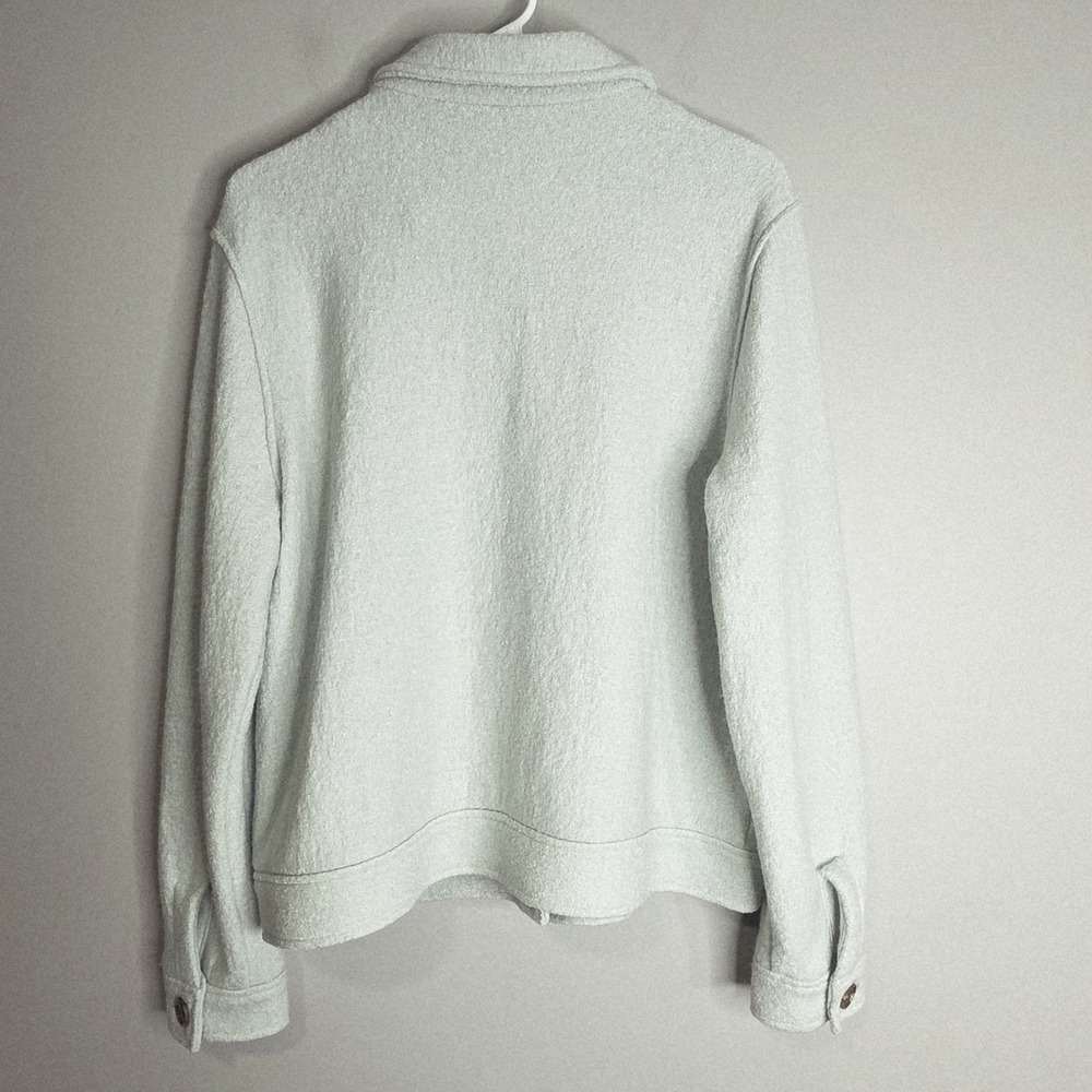 Joie Jacket Women L Mint Green Blue Wool Blend Button Front Boxy Cropped Shacket - Picture 2 of 9
